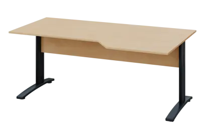 EZK 18 - 186 stůl kancelářský, rohový, pravý, kovová podnož černá, deska 18 mm, široký 1800 mm, bříza irská